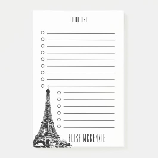 パリエッフェルタワーFrance Name To Do List 4x6 ポストイット (正面)