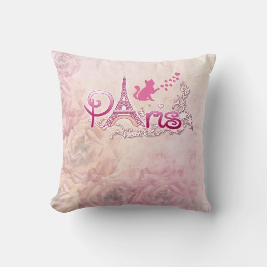 パリエッフェルタワーIラブパリキャット クッション (正面)