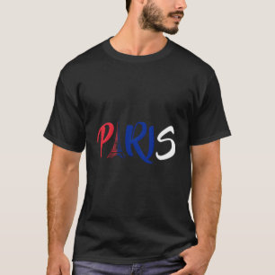 パリエッフェルタワーI愛パリかわいいフランス国旗G Tシャツ