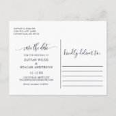 パリエッフェルタワーNavy Silver Photo Save The Date 案内ポストカード (裏面)