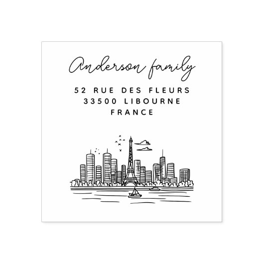 パリエッフェル名前をカスタムするハンドドロッド差出人住所 ラバースタンプ (インプリント)