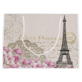 パリエッフェル塔のエレガントなヴィンテージ ラージペーパーバッグ (正面)