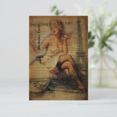 パリエッフェル塔のガーリーなパリの誕生会 招待状 (スタンド正面)