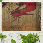 パリエッフェル塔のファッショニスタ赤い小剣 キッチンタオル (折り畳み)