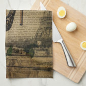 パリエッフェル塔のヴィンテージのガーリーな靴の小剣 キッチンタオル (四つ折り)