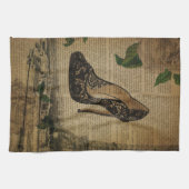 パリエッフェル塔のヴィンテージのガーリーな靴の小剣 キッチンタオル (横)