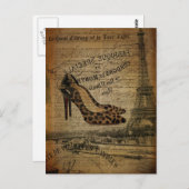 パリエッフェル塔のヴィンテージのガーリーな靴 ポストカード (正面/裏面)