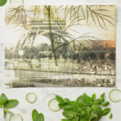 パリエッフェル塔の植物の赤いケシの花 キッチンタオル (折り畳み)