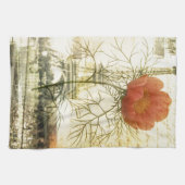 パリエッフェル塔の植物の赤いケシの花 キッチンタオル (横)