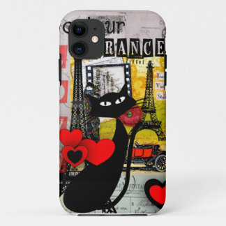 パリエッフェル塔の猫好きのギフト iPhone 11 ケース