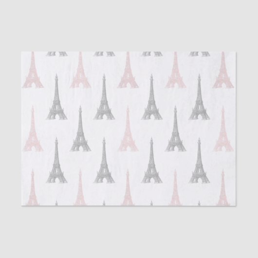 パリエッフェル塔の白いピンクの灰色のティッシュペーパー 薄葉紙 (正面)