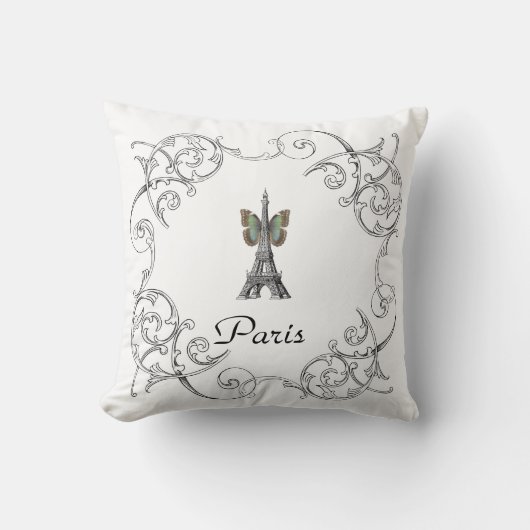 パリエッフェル塔の蝶枕 クッション (正面)