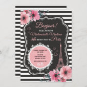 パリエッフェル塔の誕生日のパーティの招待状 招待状 (正面/裏面)