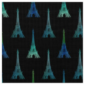 パリエッフェル塔の黒の青緑の生地 ファブリック (クローズアップ)