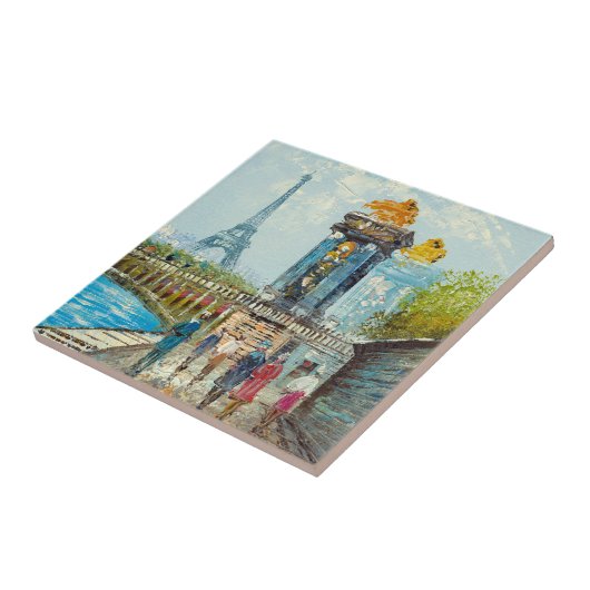 パリエッフェル塔場面の絵画 タイル (側面)