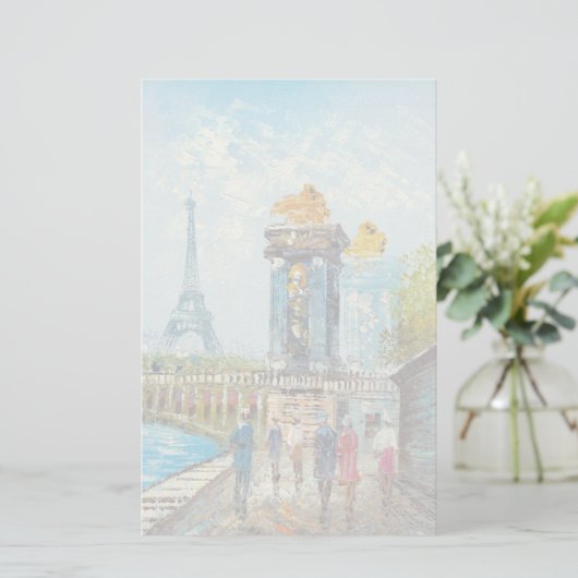 パリエッフェル塔場面の絵画 便箋 (スタンド正面)