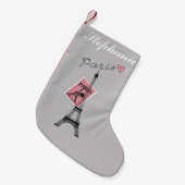 パリエッフェル塔、スタンプ、及びハートに走行しよう スモールクリスマスストッキング (正面 (吊り時))