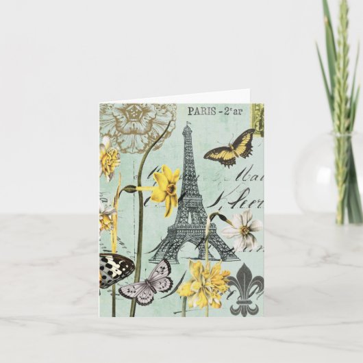 パリエッフェル塔Notecardのヴィンテージの春 カード (正面)