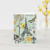 パリエッフェル塔Notecardのヴィンテージの春 カード (黄色い花)