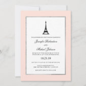 パリエレガンス赤面ピンクシルバーアンドブラック結婚ズ 招待状 (正面)