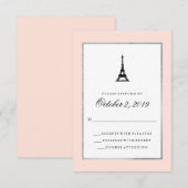 パリエレガンス赤面ピンクシルバーアンドブラックRSVP 出欠カード (正面/裏面)