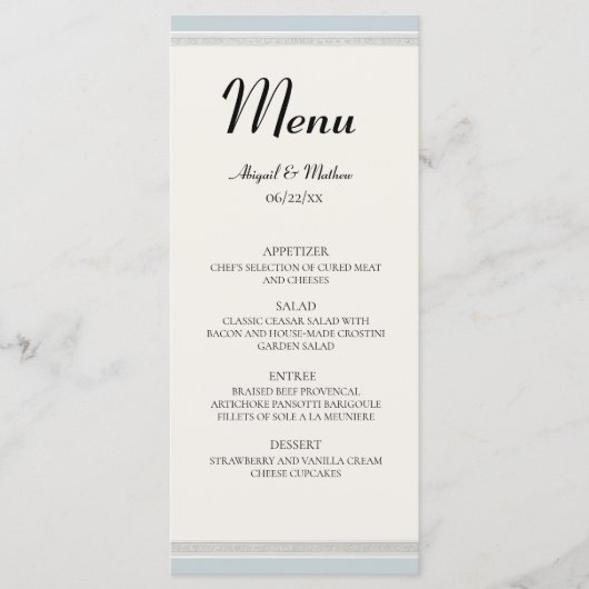 パリエレガントエッフェルタワーパウダーブルー結婚ズ メニュー (正面)