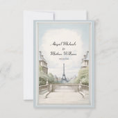 パリエレガントエッフェルタワーパウダーブルー結婚ズ 出欠カード (裏面)