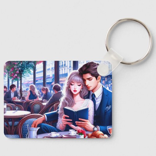 パリエレガントシアカフェデート：ロマンチックな脱出 キーホルダー (正面)