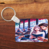 パリエレガントシアカフェデート：ロマンチックな脱出 キーホルダー (裏面)