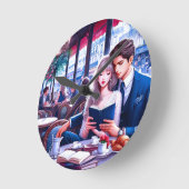 パリエレガントシアカフェデート：ロマンチックな脱出 ラウンド壁時計 (傾斜)