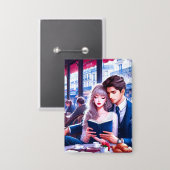 パリエレガントシアカフェデート：ロマンチックな脱出 缶バッジ (正面/裏面)