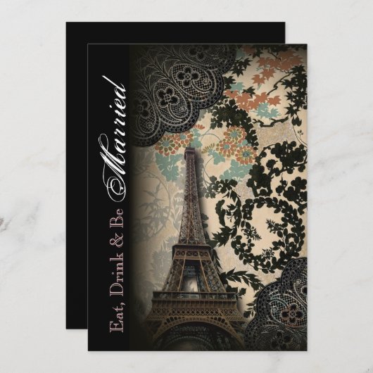 パリエレガントスフローラヴィンテージリハーサルディナー 招待状 (正面/裏面)