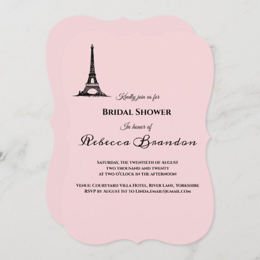 パリエレガントテーマブライダルシャワー招待 招待状 (正面/裏面)