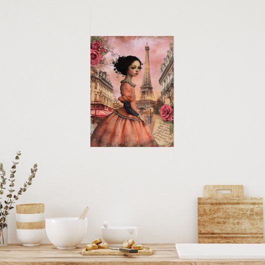 パリエレガントビクトリアン予測できなのゴシック様式の少女 ポスター (キッチン)