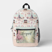 パリエレガントフランスエッフェルタワーフランスのパターン プリントバックパック (正面)