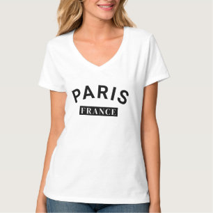 パリエレガントフランスマークVネック女性用シャツ Tシャツ