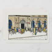 パリカフェはがきリネンノートカード固定式5x7 招待状 (正面/裏面)