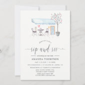 パリカフェウォーターカラーシップと参照 招待状 (正面)