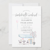 パリカフェウォーターカラーバチェロレッテウィークエンドアジェンダ 招待状 (正面)