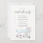 パリカフェウォーターカラーバチェロレッテ招待状 招待状 (正面)