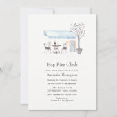 パリカフェウォーターカラーポップ・アートのフィズンクリンクブライダルシャワー 招待状 (正面)