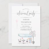 パリカフェウォーターカラーリタイアメントパーティの招待状 招待状 (正面)