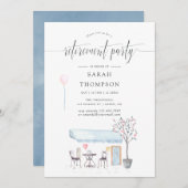 パリカフェウォーターカラーリタイアメントパーティの招待状 招待状 (正面/裏面)