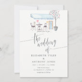 パリカフェウォーターカラー結婚式招待状 招待状 (正面)