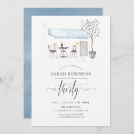 パリカフェウォーターカラー30th誕生日パーティー 招待状