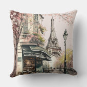 パリカフェエッフェルタワーピンクさくらんぼの花 クッション (裏面)