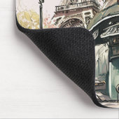 パリカフェエッフェルタワーピンクさくらんぼの花 マウスパッド (コーナー)