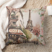 パリカフェエッフェルタワー赤面ピンクフランスのバラ クッション (ブランケット)