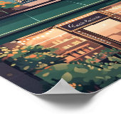 パリカフェシーンポスター – 魅力的Flat Vector ポスター (角)