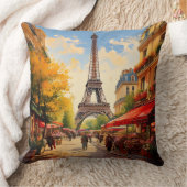 パリカフェフラワーショップエッフェルタワーの風景 クッション (ブランケット)